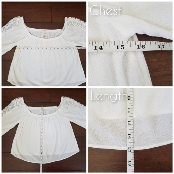 Solemio white off shoulder crochet sleeve top - Picture 9 of 9